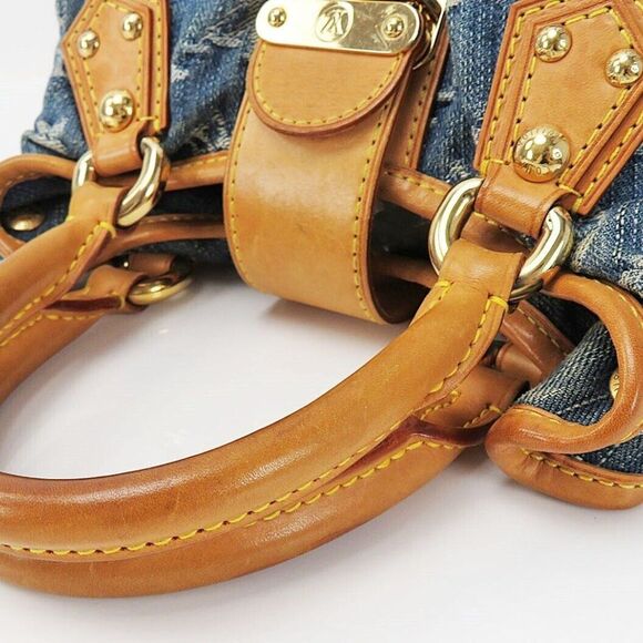 Pleaty Blue Monogram Denim Hand Bag - Picture 7 of 10